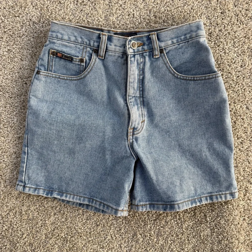 Y2k Route 66 Shorts Youth 7/8 Medium Wash Blue Denim Baggy Casual Jorts Summer